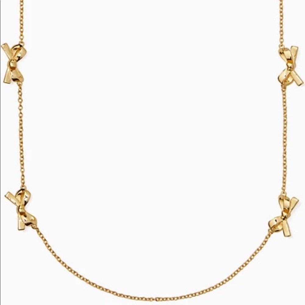 NWT Kate Spade Skinny Bow Scatter Gold Necklace